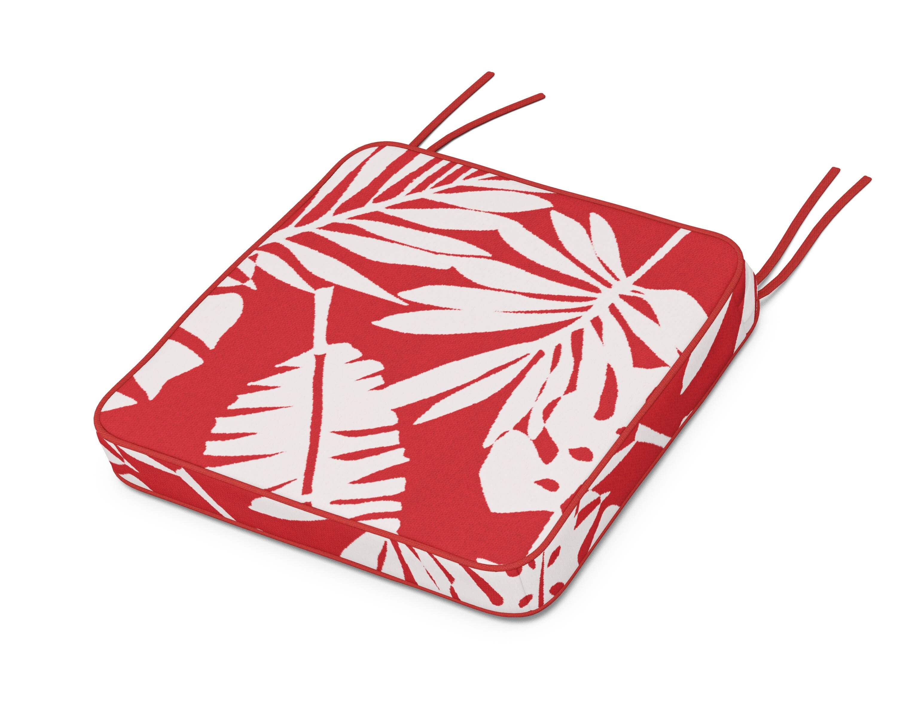 Martha Stewart by POLYWOOD® Chinoiserie Side Chair Seat Cushion in Leaf Crimson