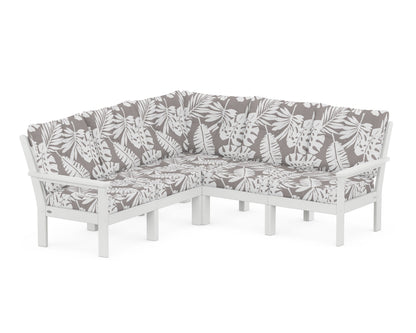 POLYWOOD® Vineyard 5-Piece Sectional in White / Leaf Grey Mist