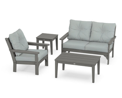 POLYWOOD® Vineyard 4-Piece Deep Seating Set in Slate Grey / Spa