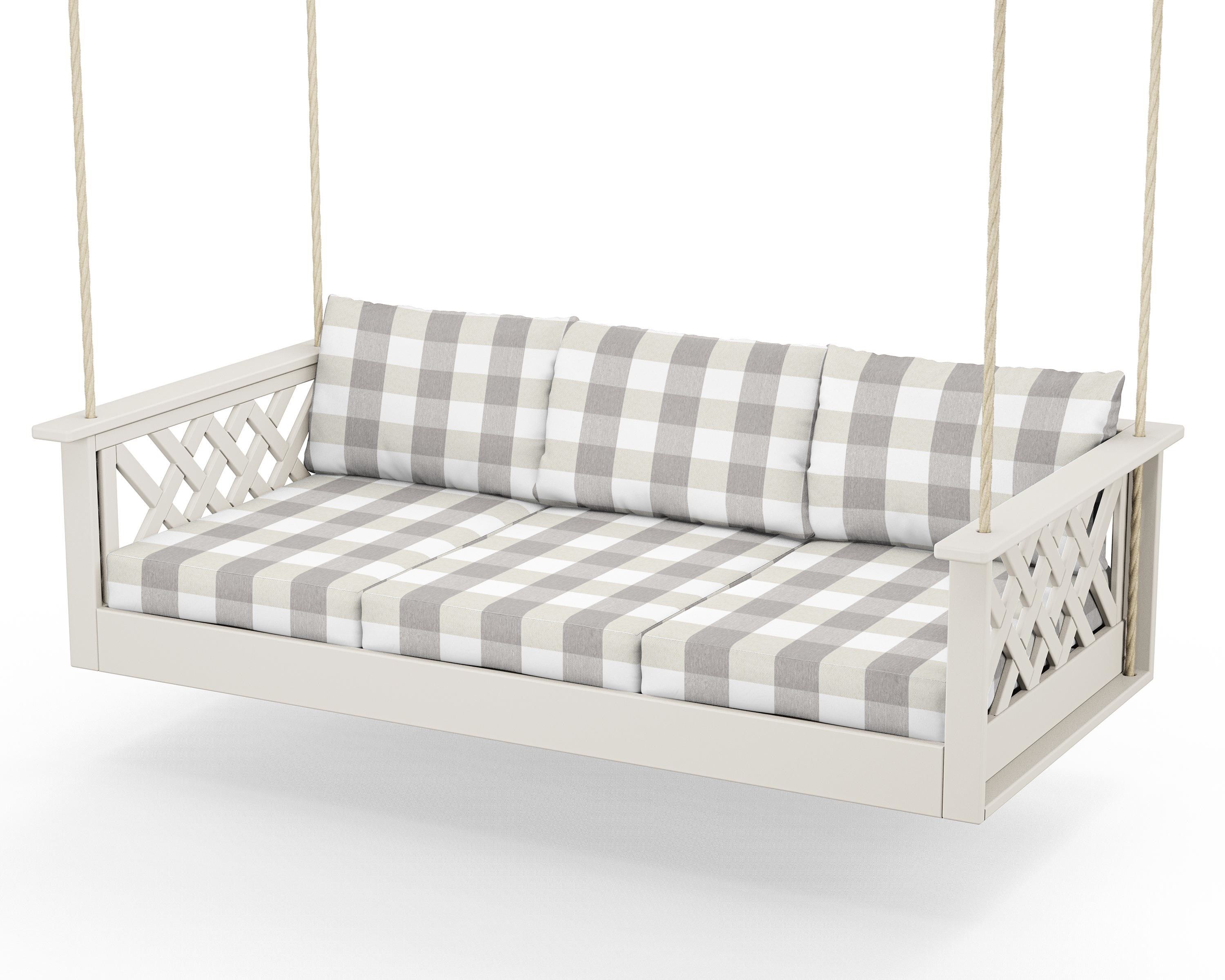Country Living Wovendale Daybed Swing in Sand / Buffalo Plaid Grey Mist