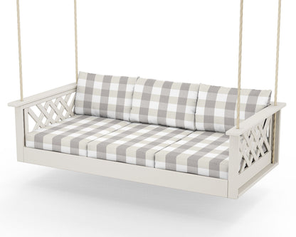 Country Living Wovendale Daybed Swing in Sand / Buffalo Plaid Grey Mist
