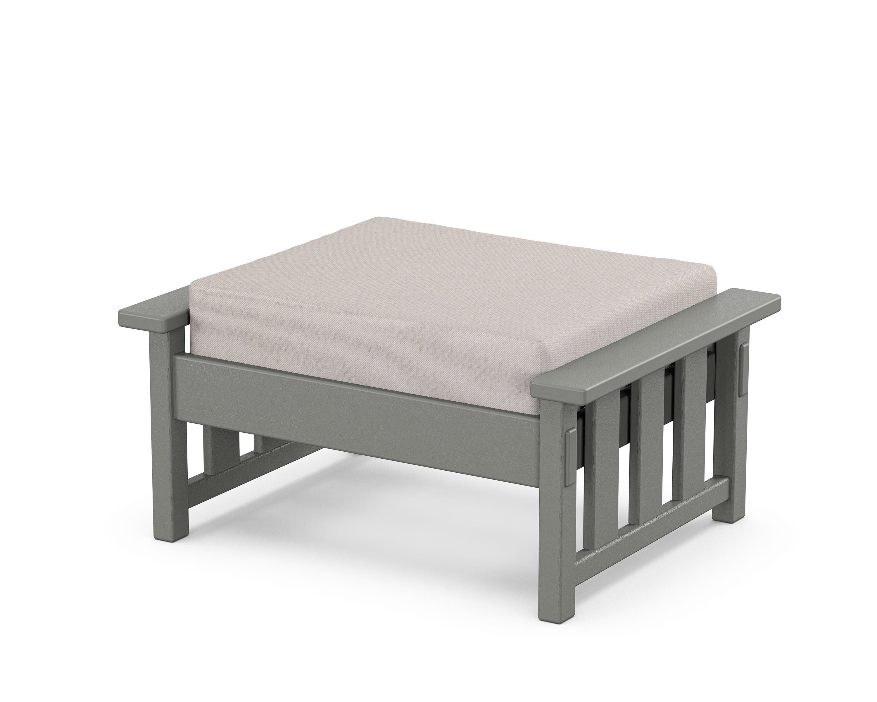 Martha Stewart by POLYWOOD® Acadia Deep Seating Ottoman in Slate Grey / Dune Burlap