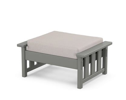 Martha Stewart by POLYWOOD® Acadia Deep Seating Ottoman in Slate Grey / Dune Burlap