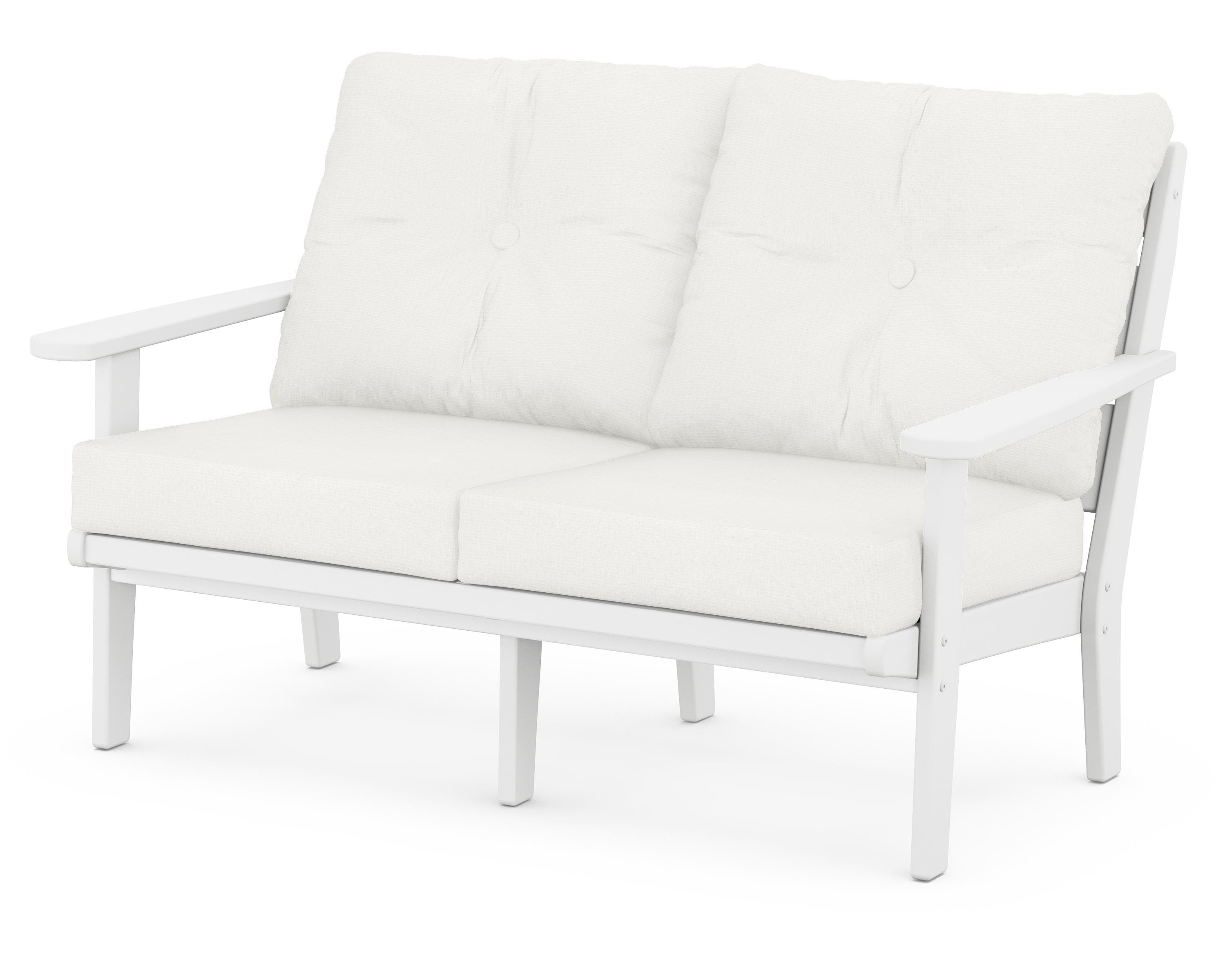 POLYWOOD® Lakeside Deep Seating Loveseat in White / Natural Linen