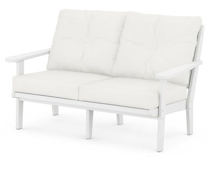 POLYWOOD® Lakeside Deep Seating Loveseat in White / Natural Linen