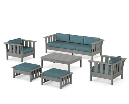 Martha Stewart by POLYWOOD® Acadia 6-Piece Lounge Sofa Set in Slate Grey / Ocean Teal
