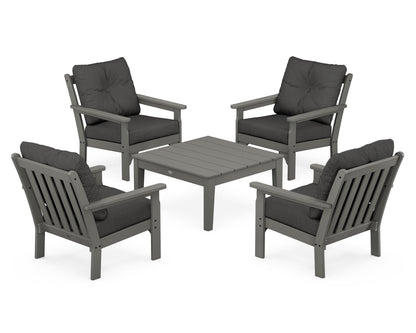 POLYWOOD® Vineyard 5-Piece Deep Seating Conversation Set in Slate Grey / Spectrum Carbon