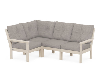 POLYWOOD® Vineyard 4-Piece Sectional in Sand / Weathered Tweed