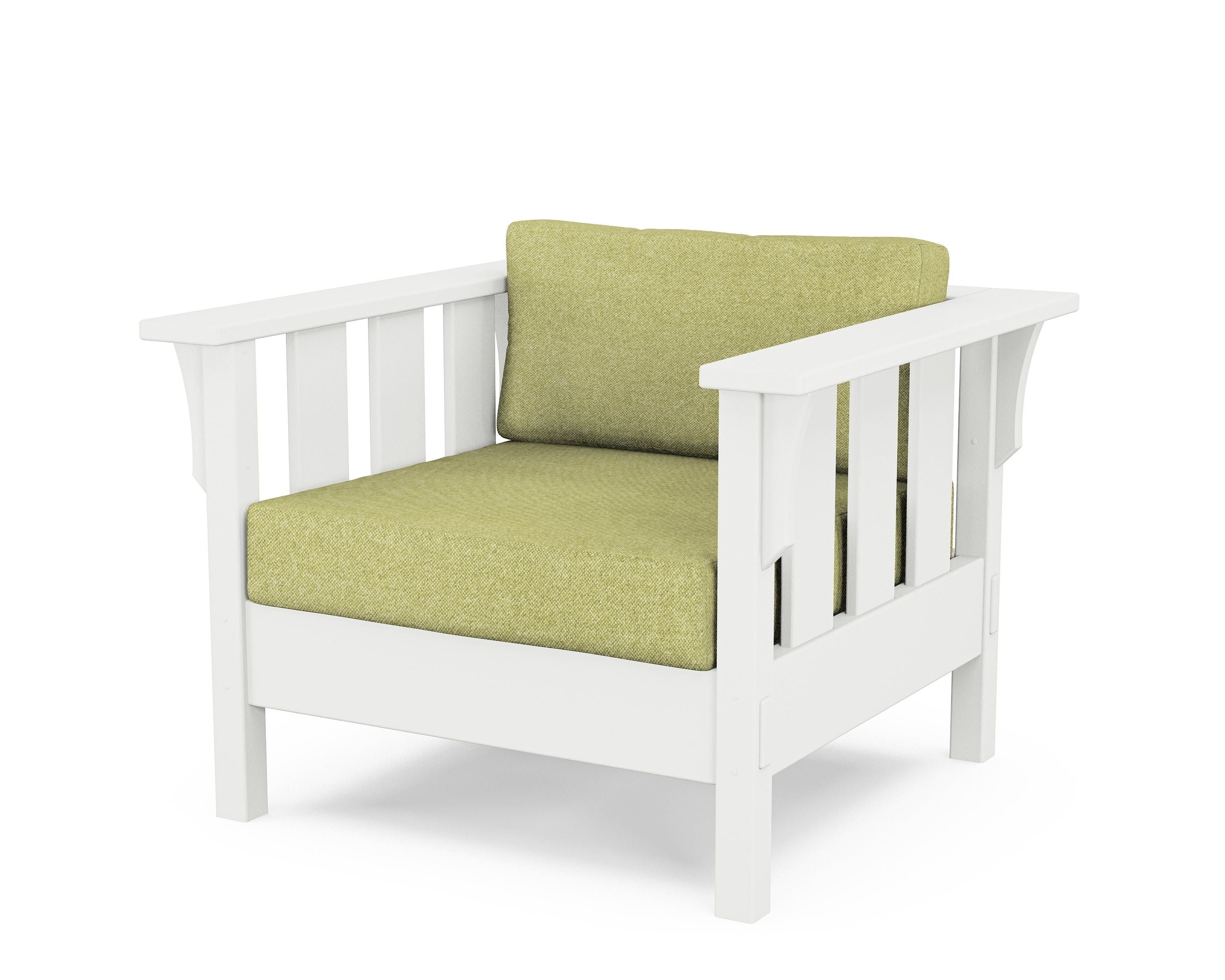 Martha Stewart by POLYWOOD® Acadia Deep Seating Chair in White / Chartreuse Boucle