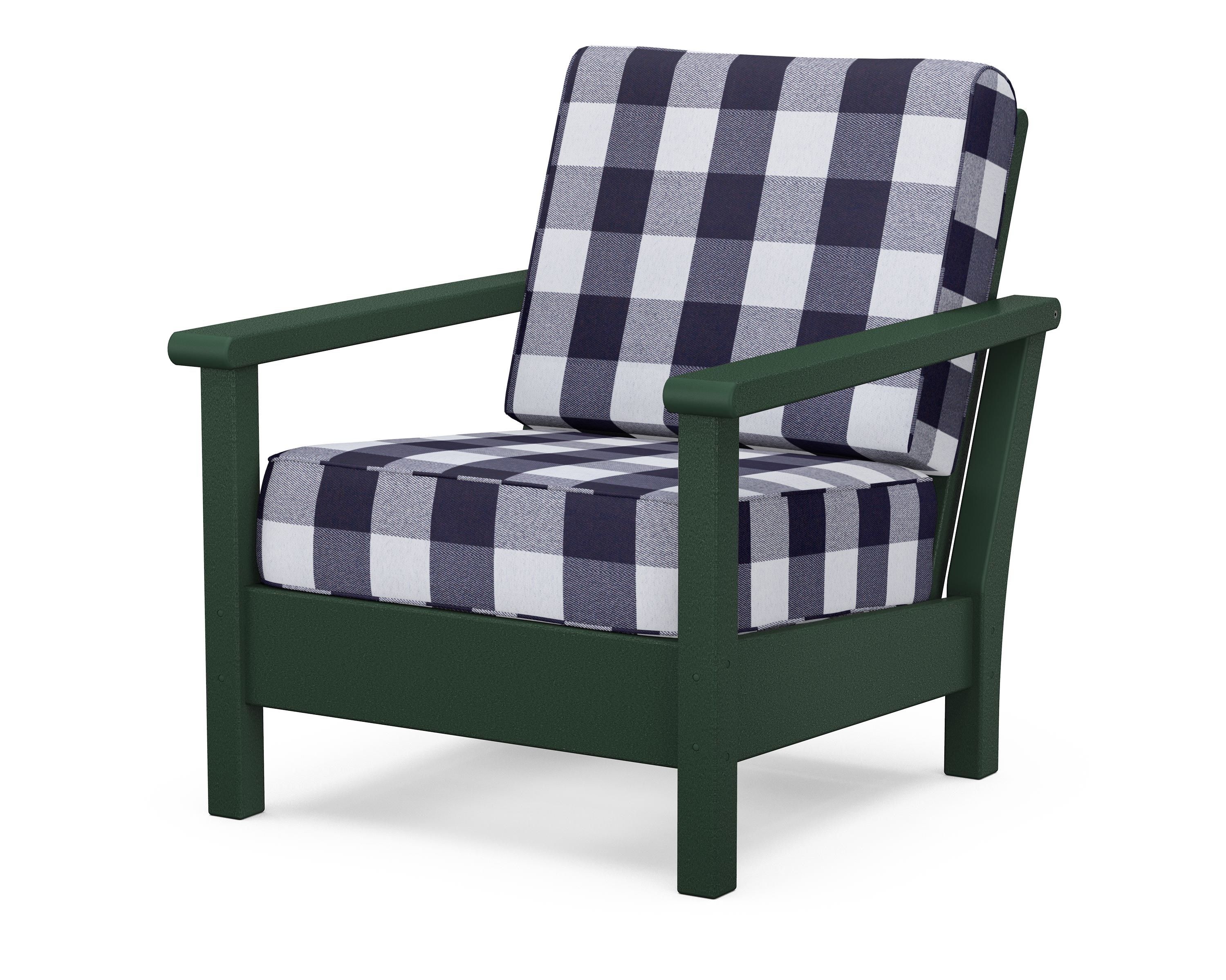 POLYWOOD® Harbour Deep Seating Chair in Green / Buffalo Plaid Navy