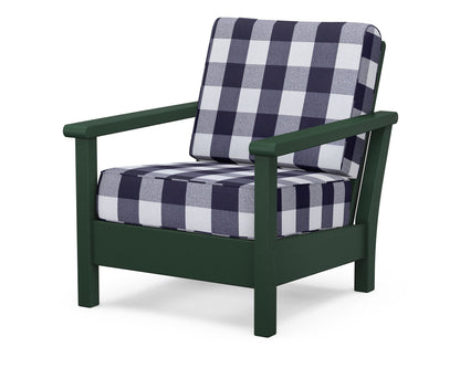 POLYWOOD® Harbour Deep Seating Chair in Green / Buffalo Plaid Navy