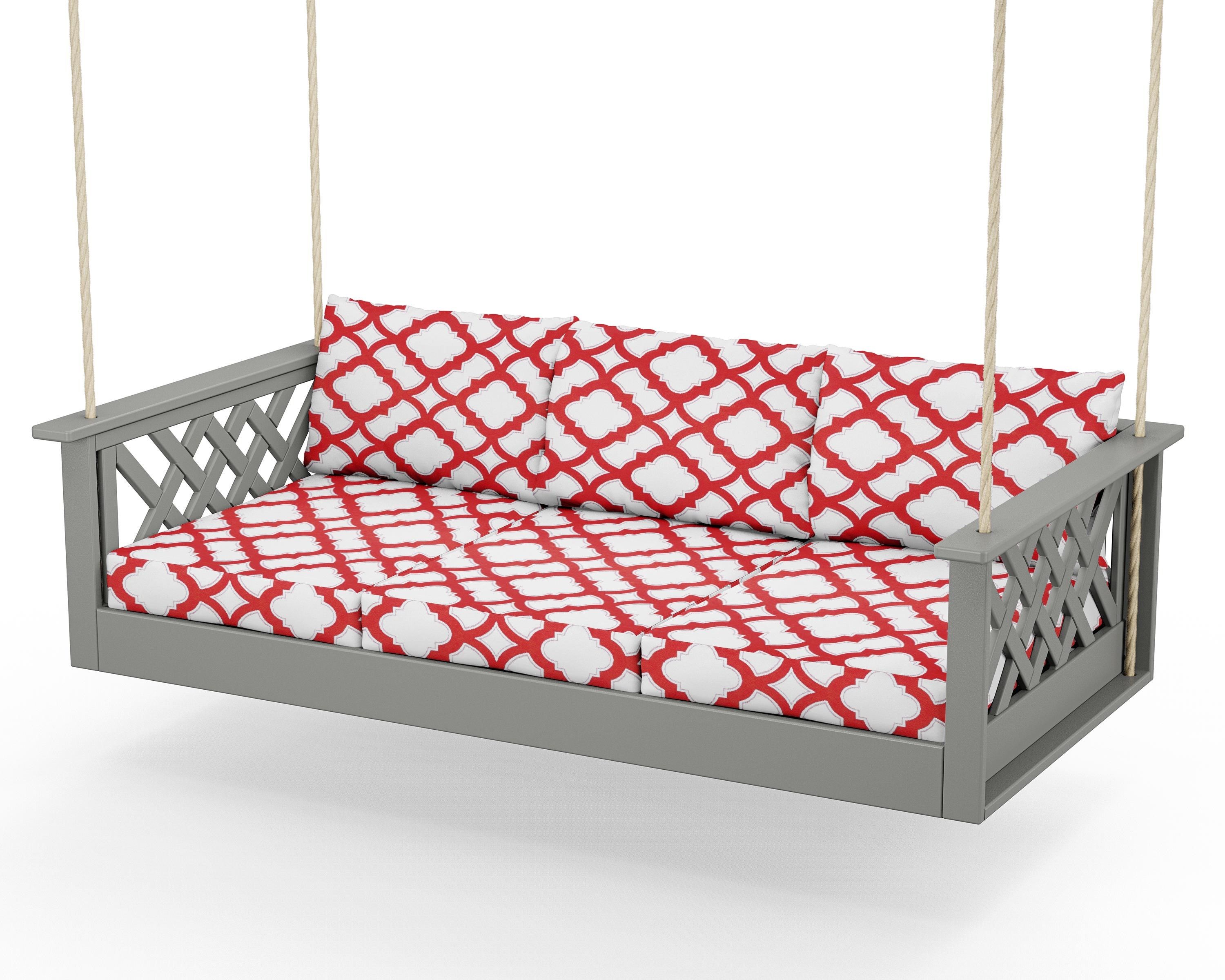 Country Living Wovendale Daybed Swing in Slate Grey / Trellis Crimson