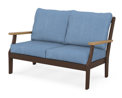 POLYWOOD® Braxton Deep Seating Loveseat in Mahogany / Natural / Sky Blue