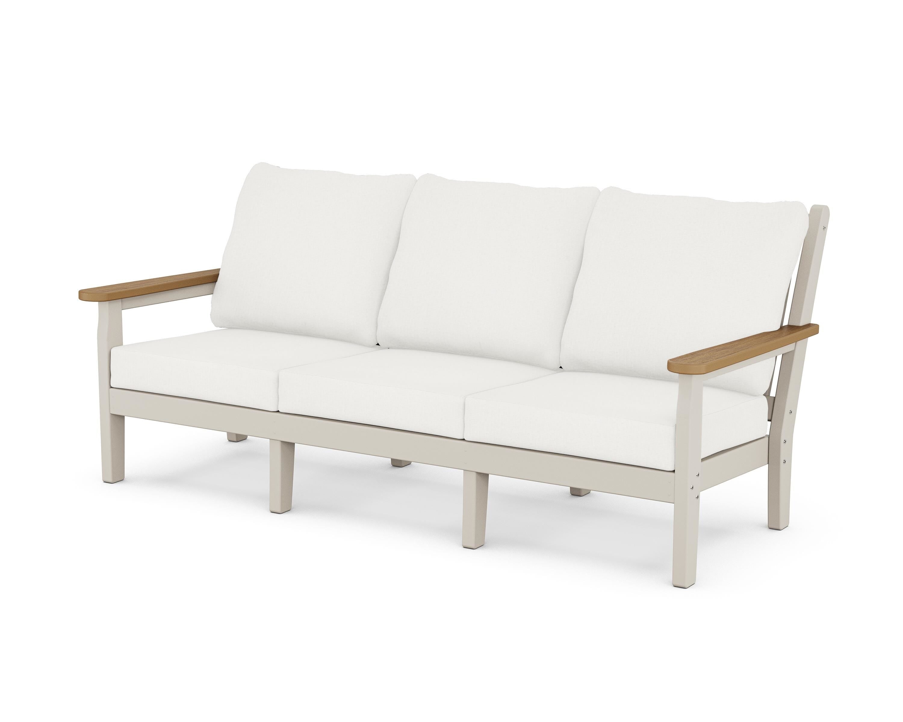POLYWOOD® Chippendale Deep Seating Sofa in Sand / Natural / Natural Linen