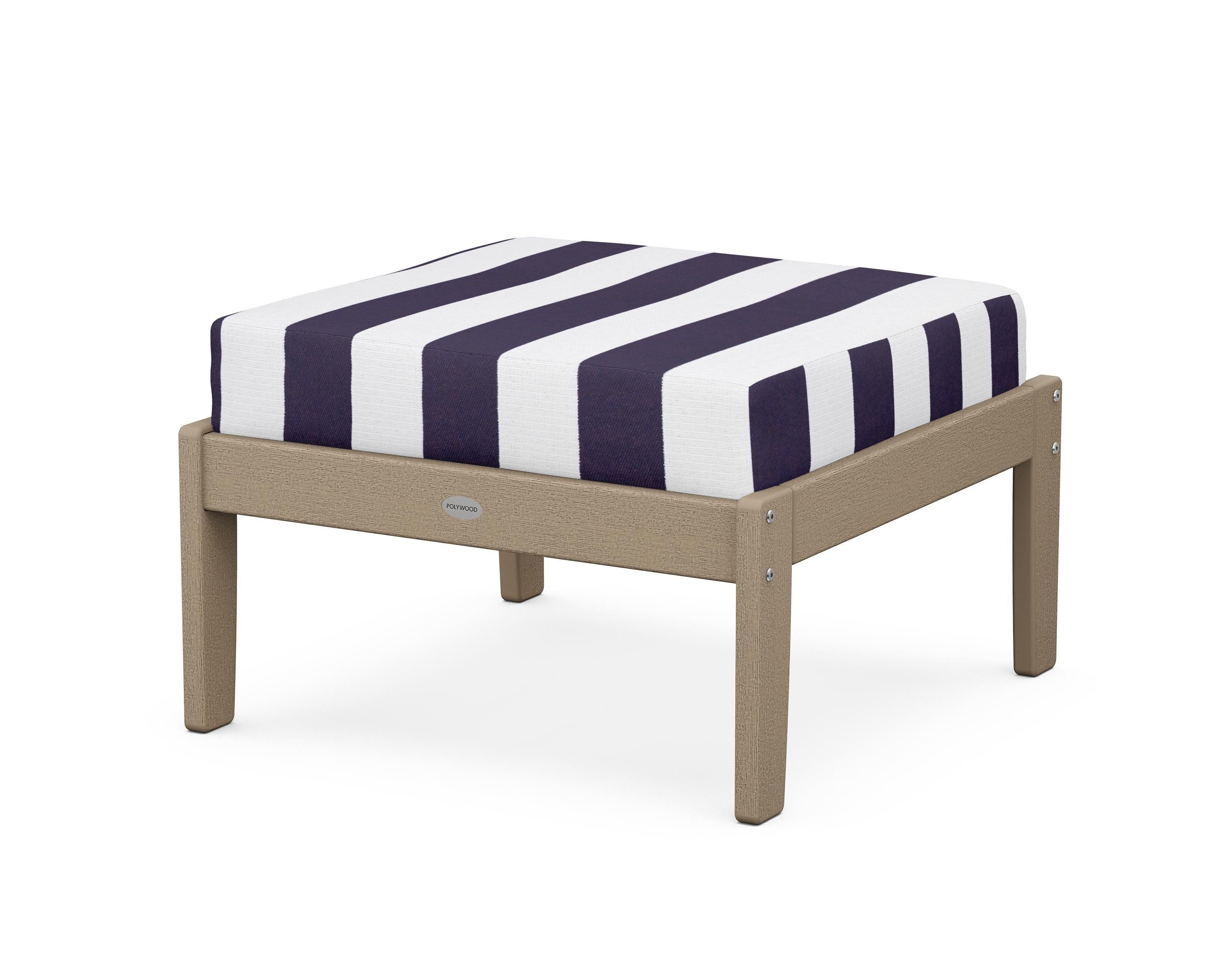 POLYWOOD® Braxton Deep Seating Ottoman in Vintage Sahara / Cabana Stripe Navy