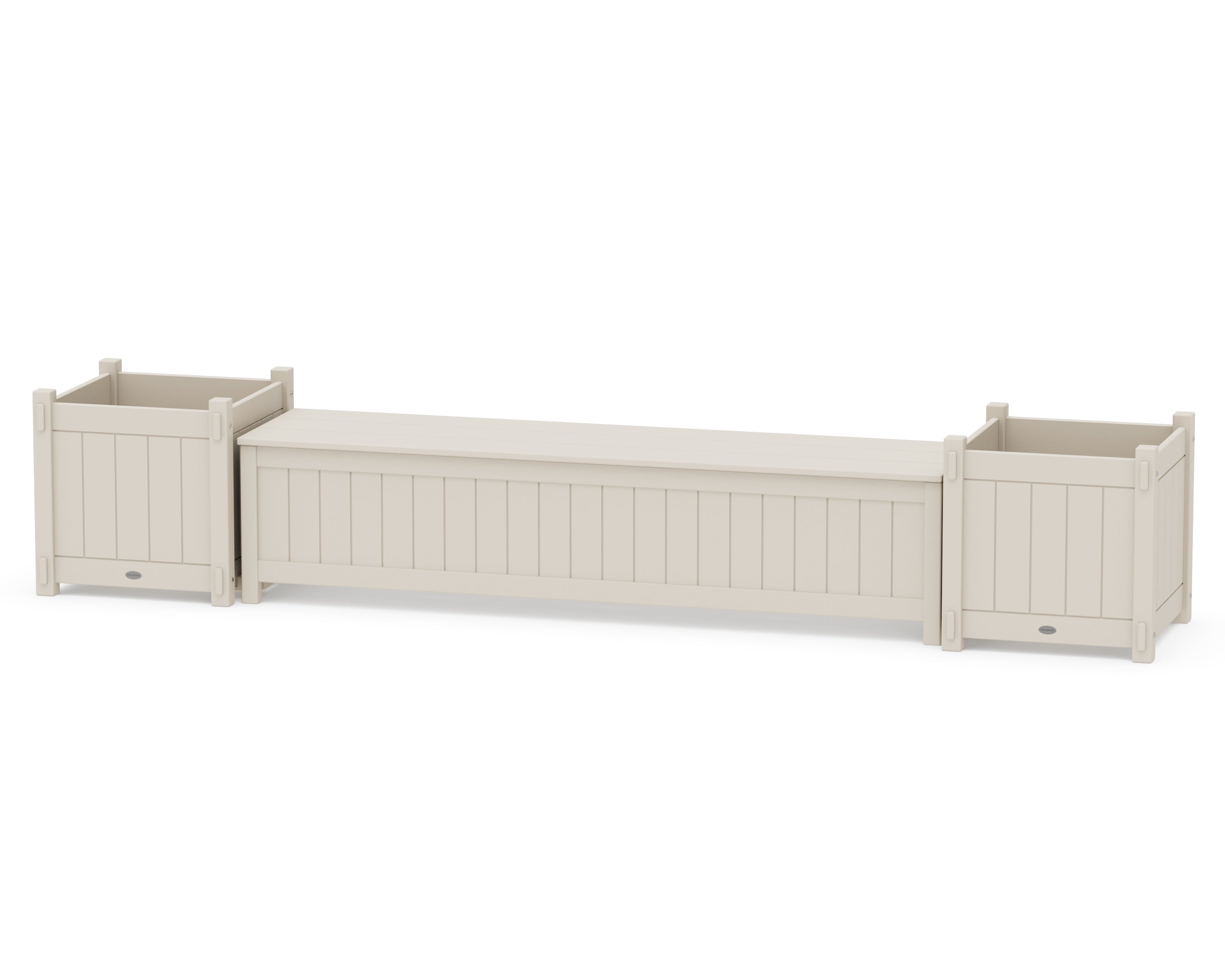 POLYWOOD® 72" Vineyard Straight Planter Storage Bench Set- Large in Sand