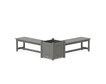 POLYWOOD® 48" Country Living L- Shaped Planter Bench Set- Large in Slate Grey