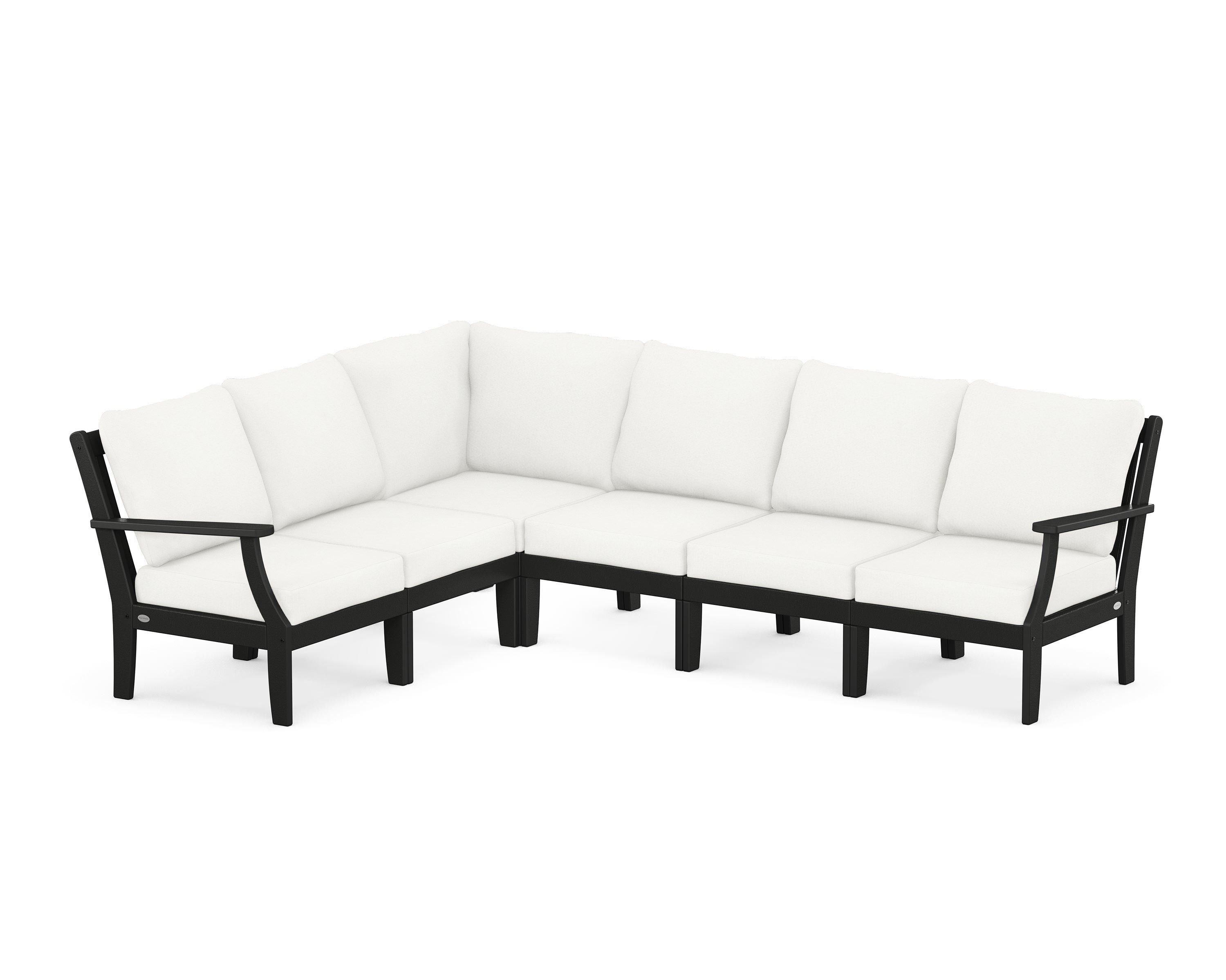POLYWOOD® Braxton Modular 6-Piece Deep Seating Set in Black / Natural Linen