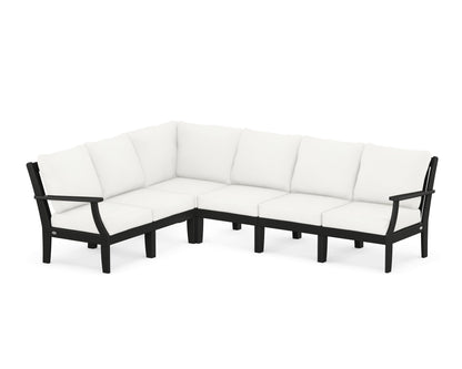 POLYWOOD® Braxton Modular 6-Piece Deep Seating Set in Black / Natural Linen