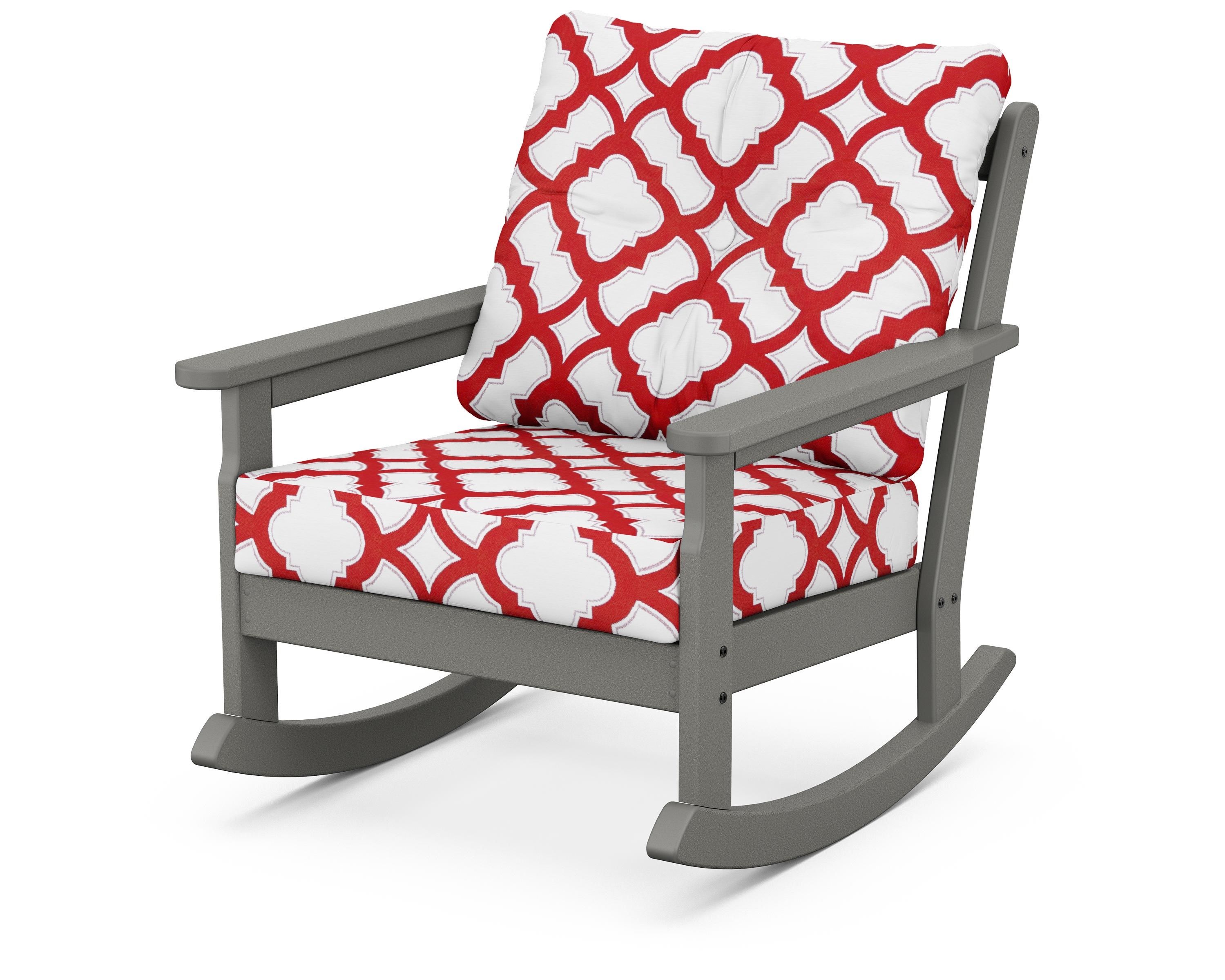POLYWOOD® Vineyard Deep Seating Rocking Chair in Slate Grey / Trellis Crimson