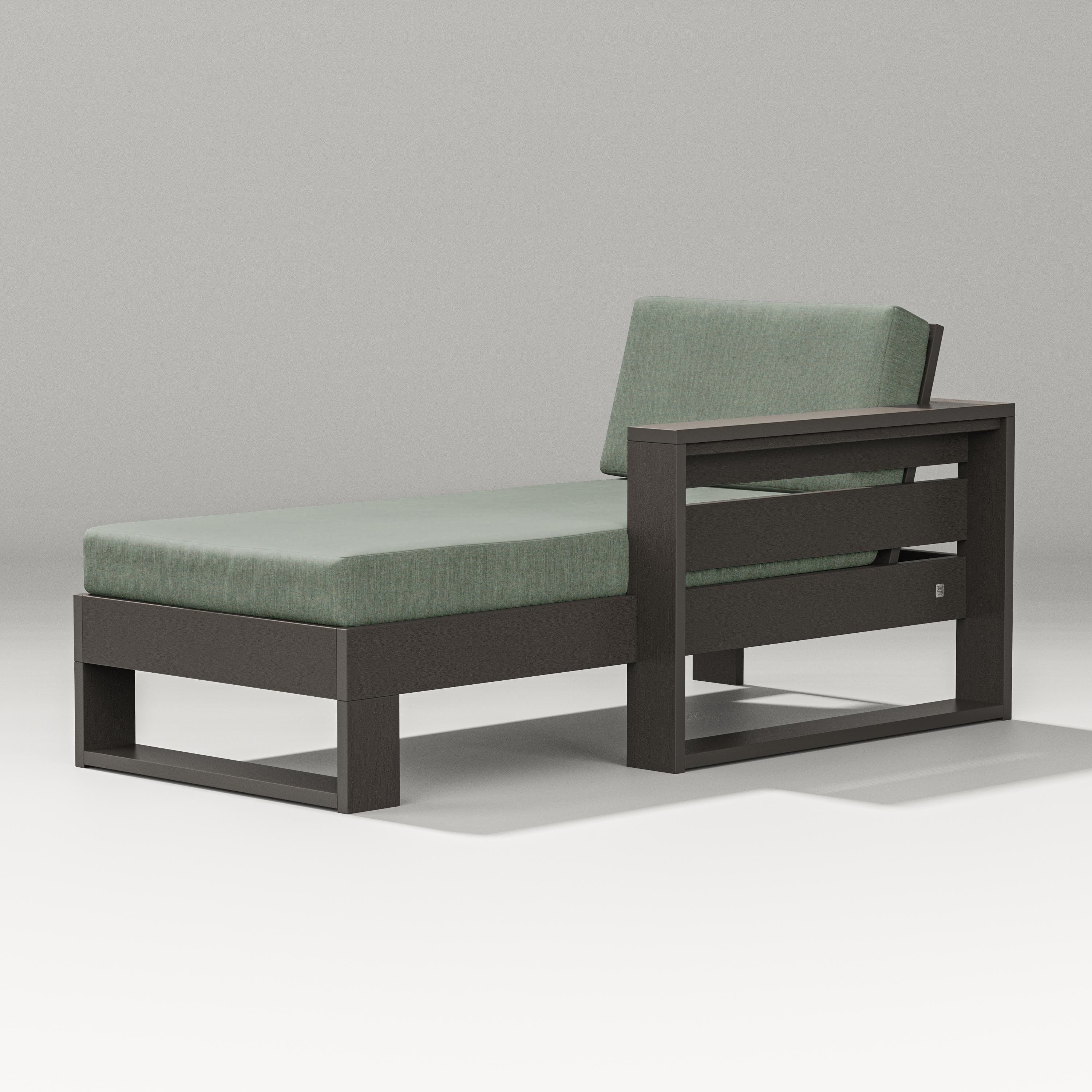PW Designer Series Latitude Modular Right Arm Chaise in Vintage Coffee / Cast Sage