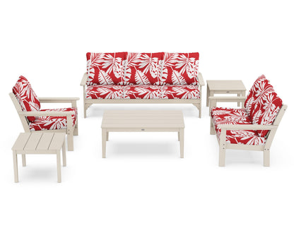 POLYWOOD® Vineyard 6-Piece Deep Seating Set in Sand / Leaf Crimson