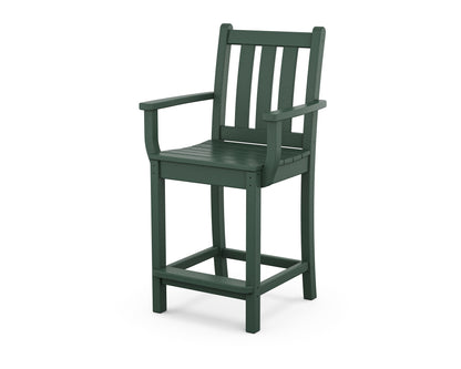 POLYWOOD® Traditional Garden Counter Arm Chair in Green