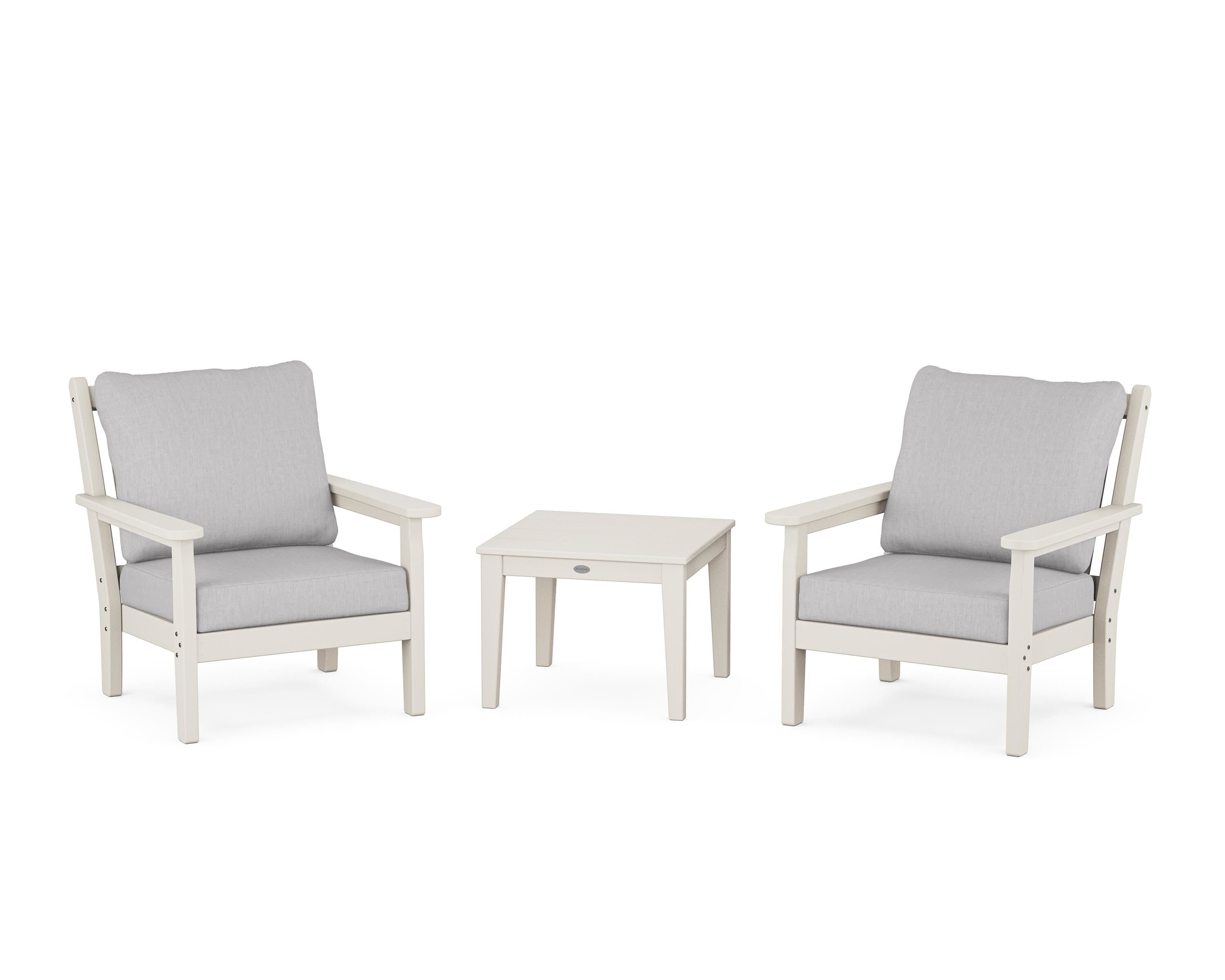 POLYWOOD® Chippendale 3-Piece Deep Seating Set in Sand / Granite