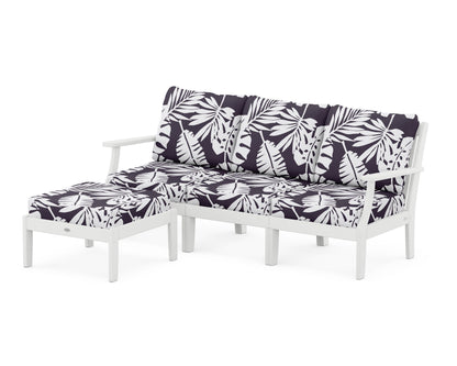 POLYWOOD® Braxton Modular 4-Piece Deep Seating Set with Ottoman in White / Leaf Navy