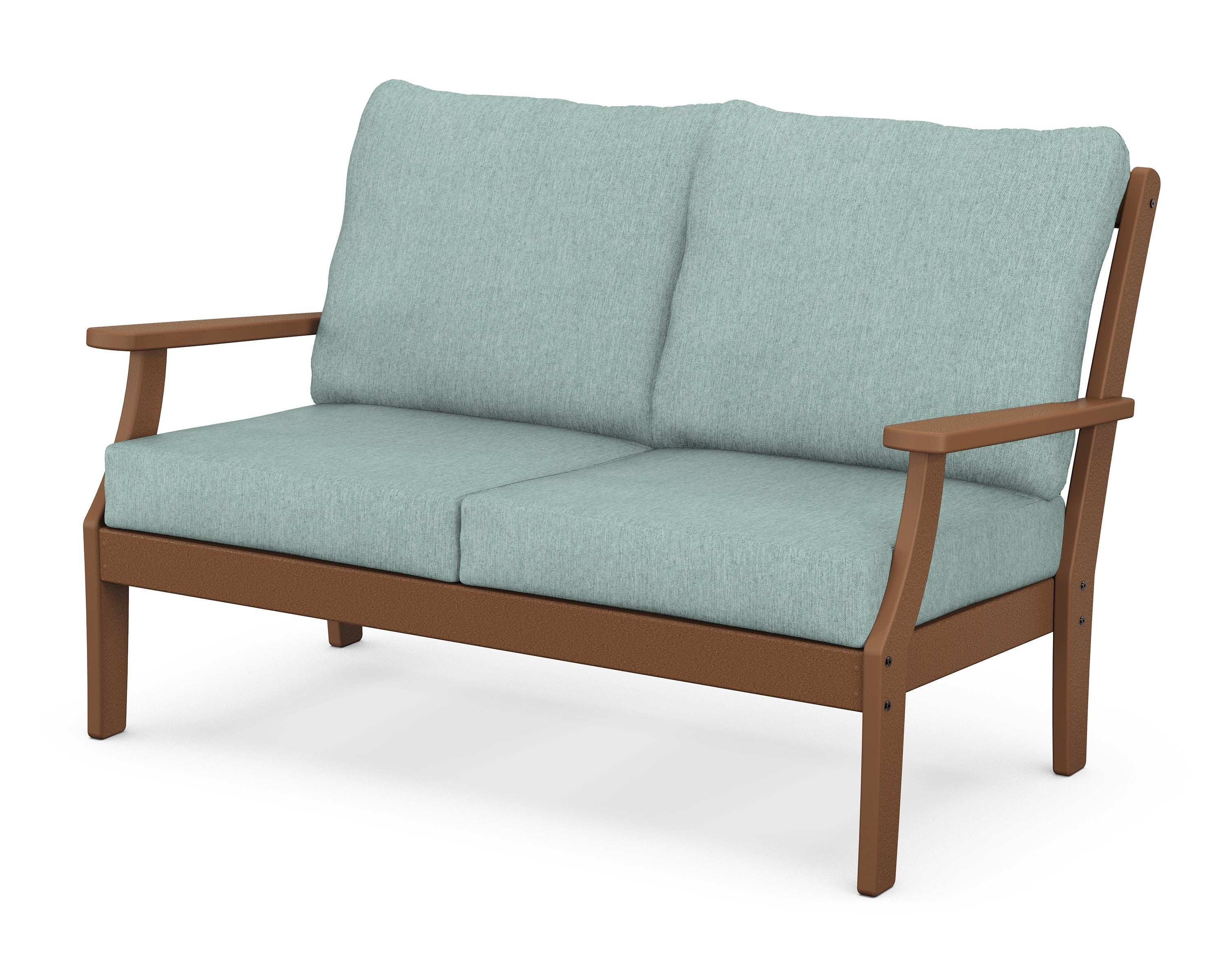 POLYWOOD® Braxton Deep Seating Loveseat in Teak / Glacier Spa