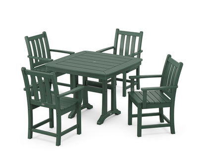 POLYWOOD® Traditional Garden 5-Piece Dining Set with Trestle Legs in Green