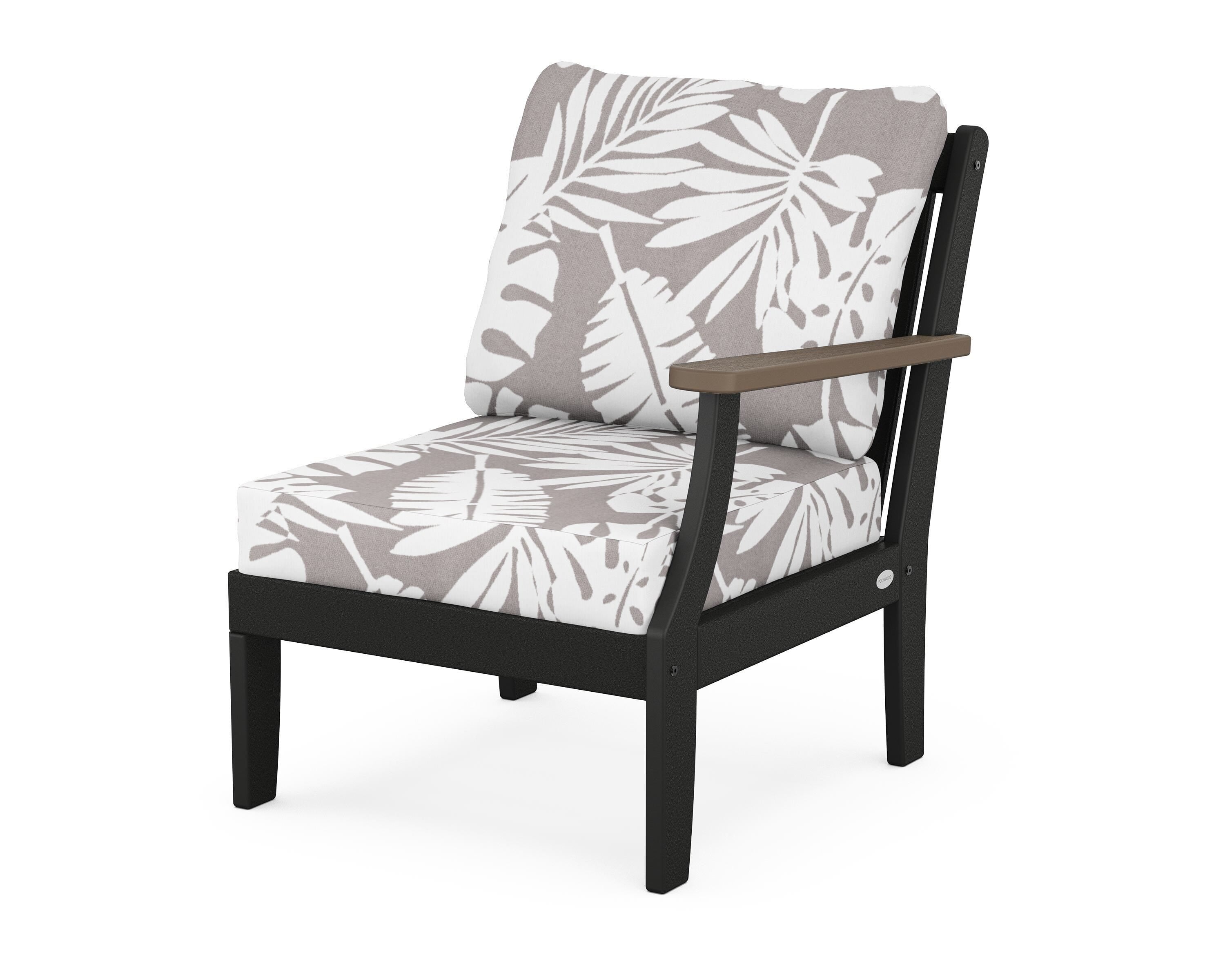 POLYWOOD® Braxton Modular Right Arm Chair in Black / Kona / Leaf Grey Mist