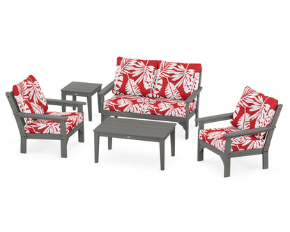 POLYWOOD® Vineyard 5-Piece Deep Seating Set in Slate Grey / Leaf Crimson