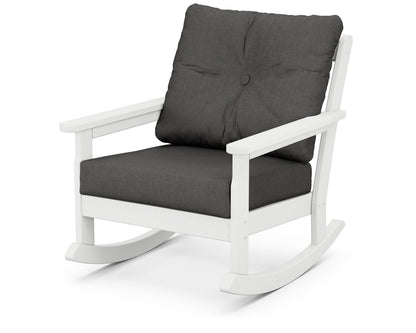 POLYWOOD® Vineyard Deep Seating Rocking Chair in White / Spectrum Carbon