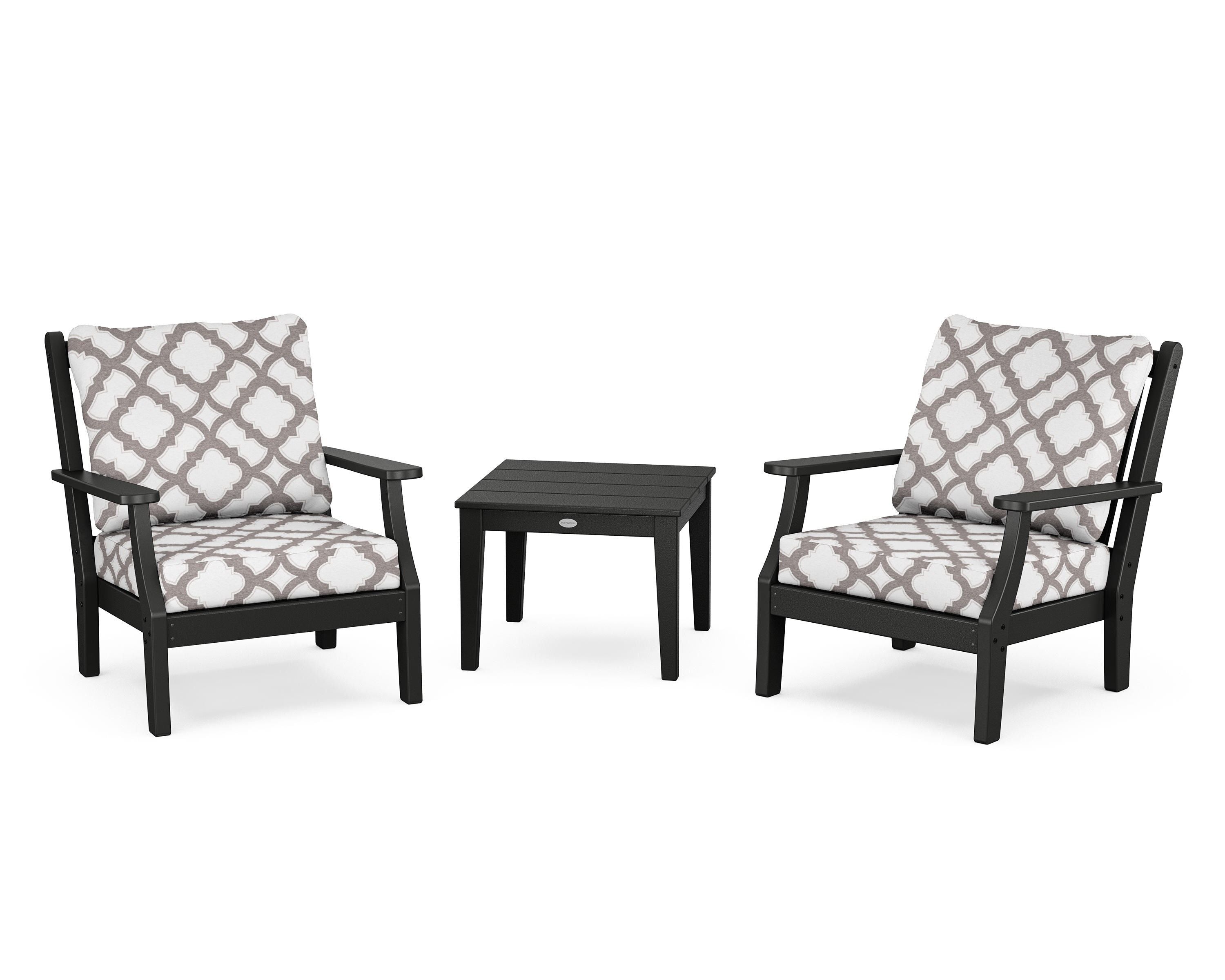Country Living Wovendale 3-Piece Deep Seating Set in Black / Trellis Grey Mist