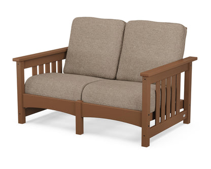 POLYWOOD® Club Mission Loveseat in Teak / Spiced Burlap