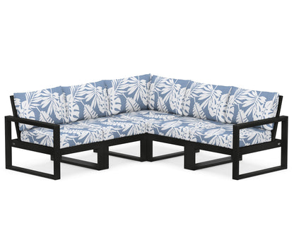 POLYWOOD® EDGE 5-Piece Modular Deep Seating Set in Black / Leaf Sky Blue
