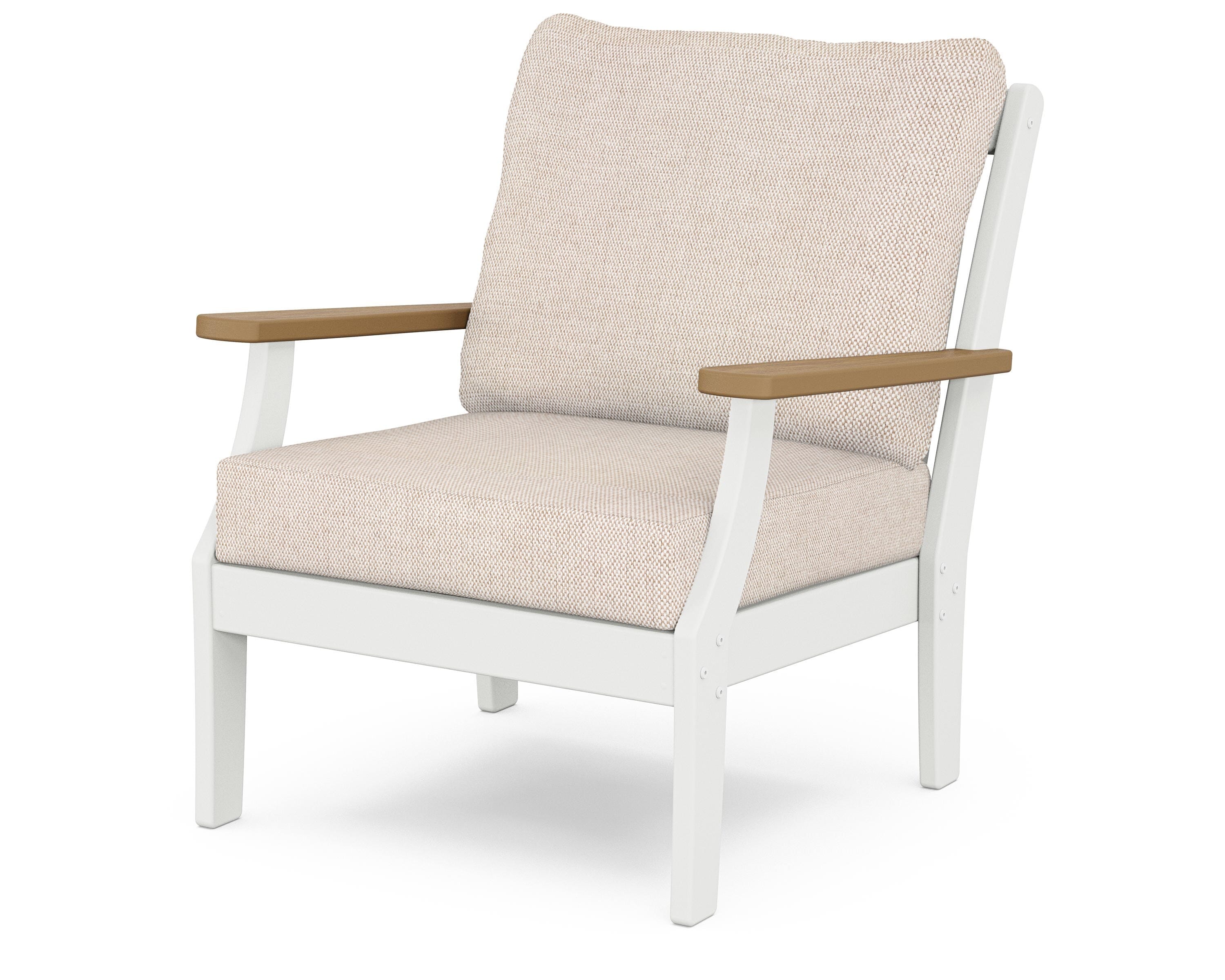 POLYWOOD® Braxton Deep Seating Chair in White / Natural / Blend Linen