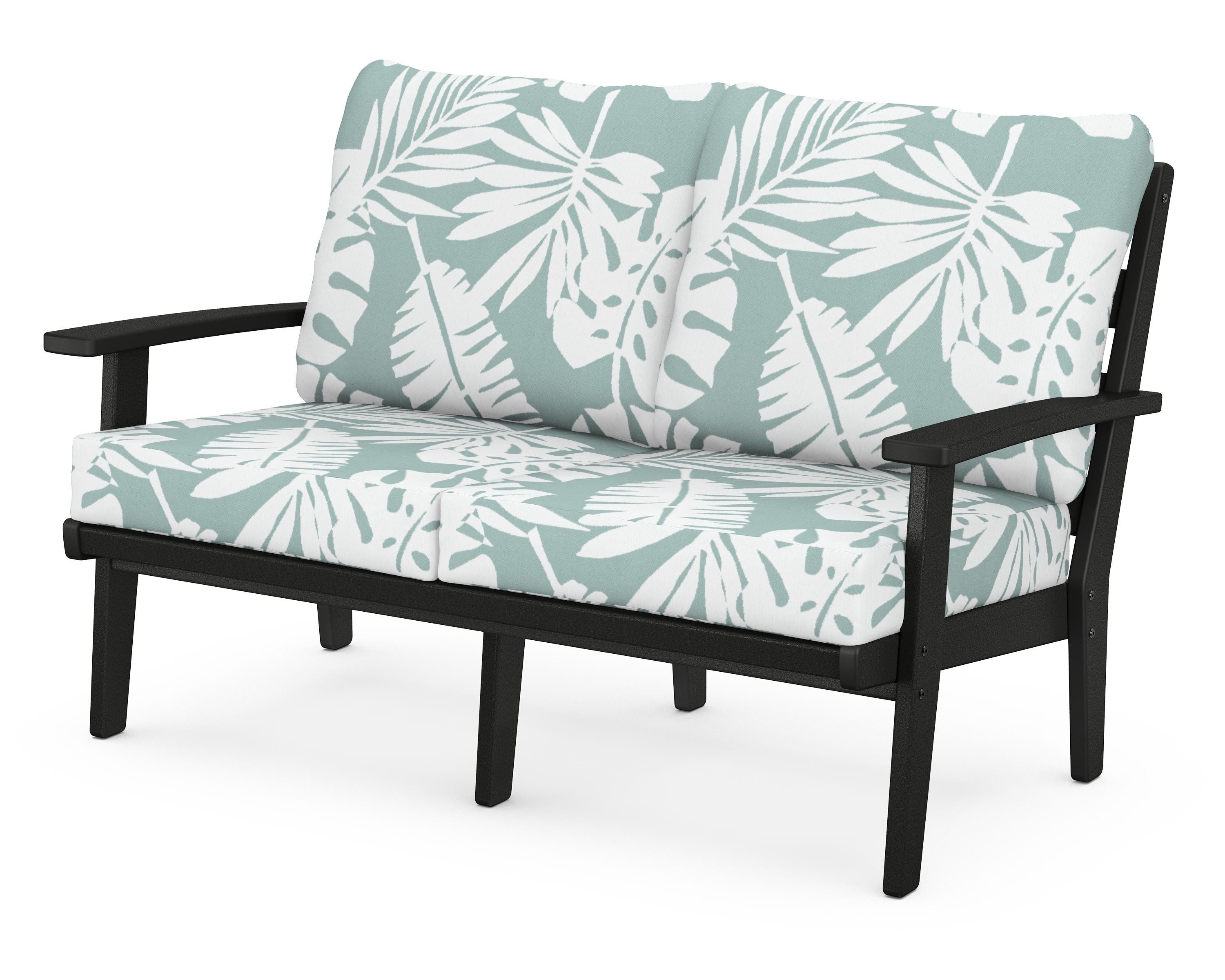 POLYWOOD® Grant Park Deep Seating Loveseat in Black / Leaf Glacier Spa