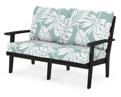 POLYWOOD® Grant Park Deep Seating Loveseat in Black / Leaf Glacier Spa
