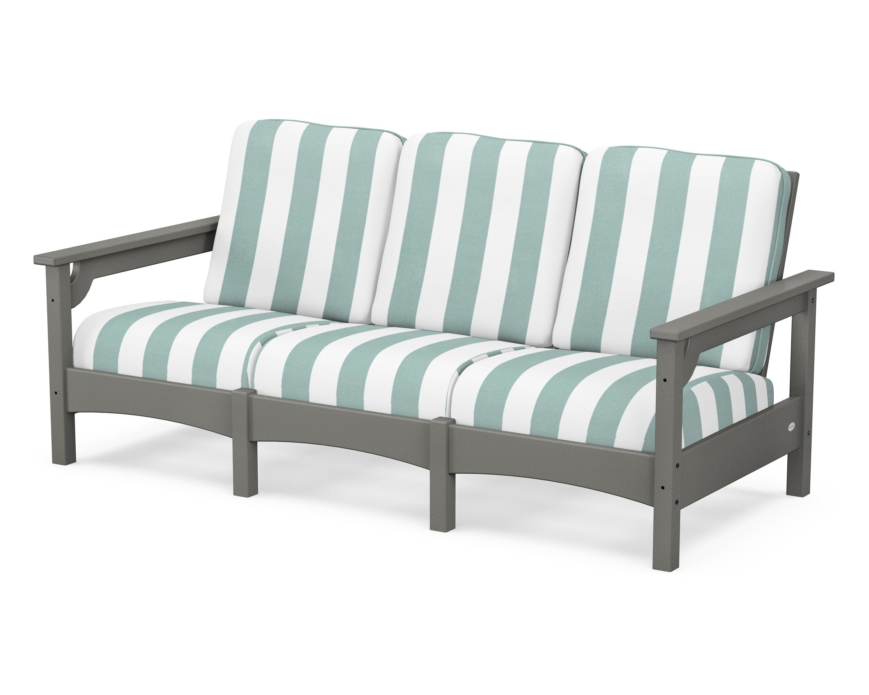 POLYWOOD® Club Sofa in Slate Grey / Cabana Stripe Glacier Spa