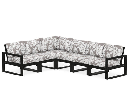 POLYWOOD® EDGE 6-Piece Modular Deep Seating Set in Black / Leaf Grey Mist