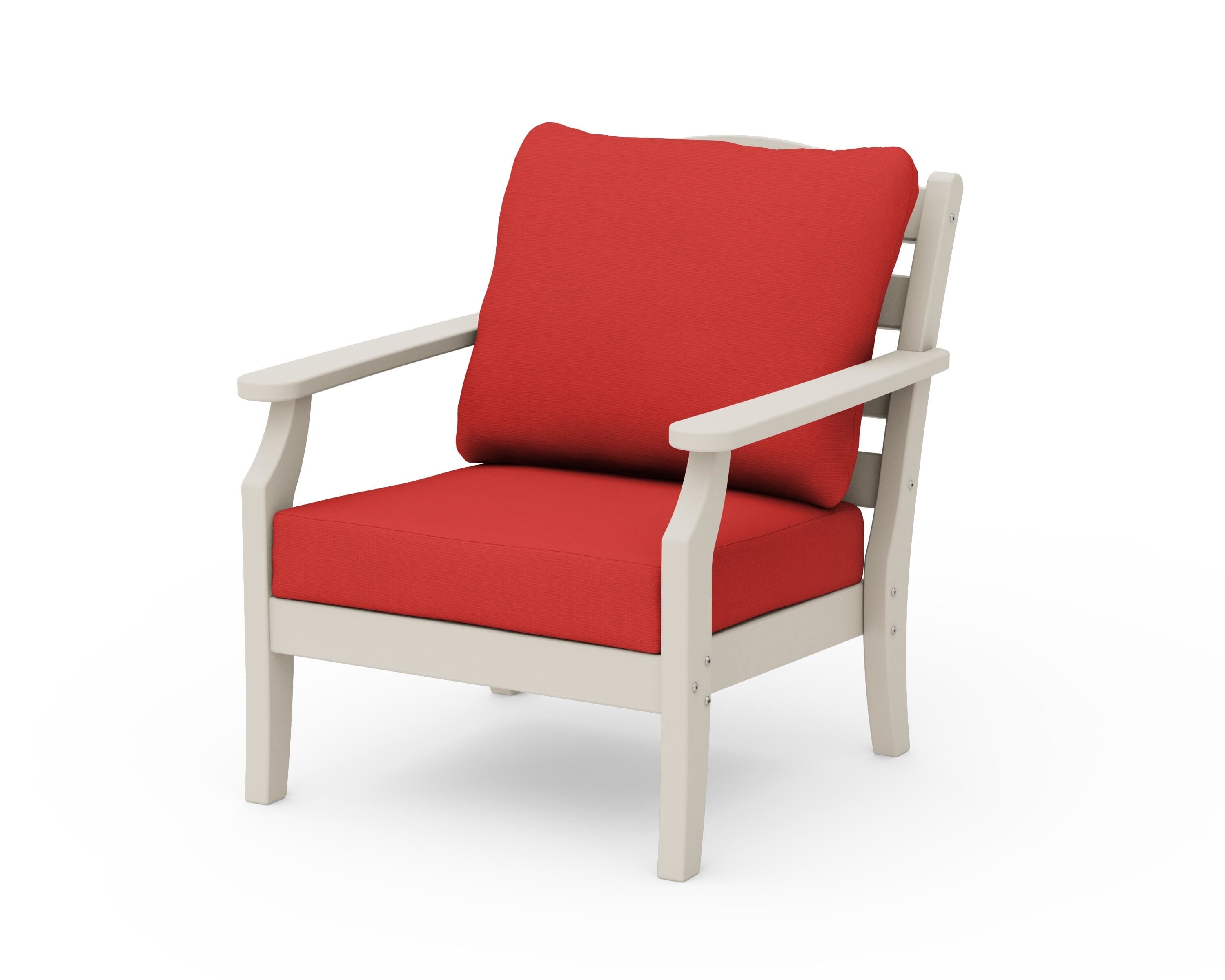 Draper James™ by  POLYWOOD® Savannah Deep Seating Chair in Sand / Crimson Linen