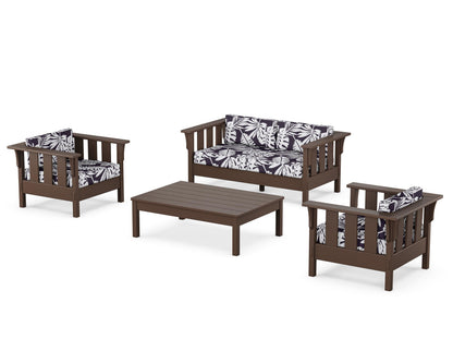 Martha Stewart by POLYWOOD® Acadia 4-Piece Deep Seating Set with Loveseat in Mahogany / Leaf Navy