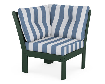 POLYWOOD® Vineyard Modular Corner Chair in Green / Cabana Stripe Sky Blue