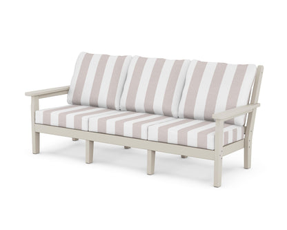 POLYWOOD® Chippendale Deep Seating Sofa in Sand / Cabana Stripe Dune Burlap