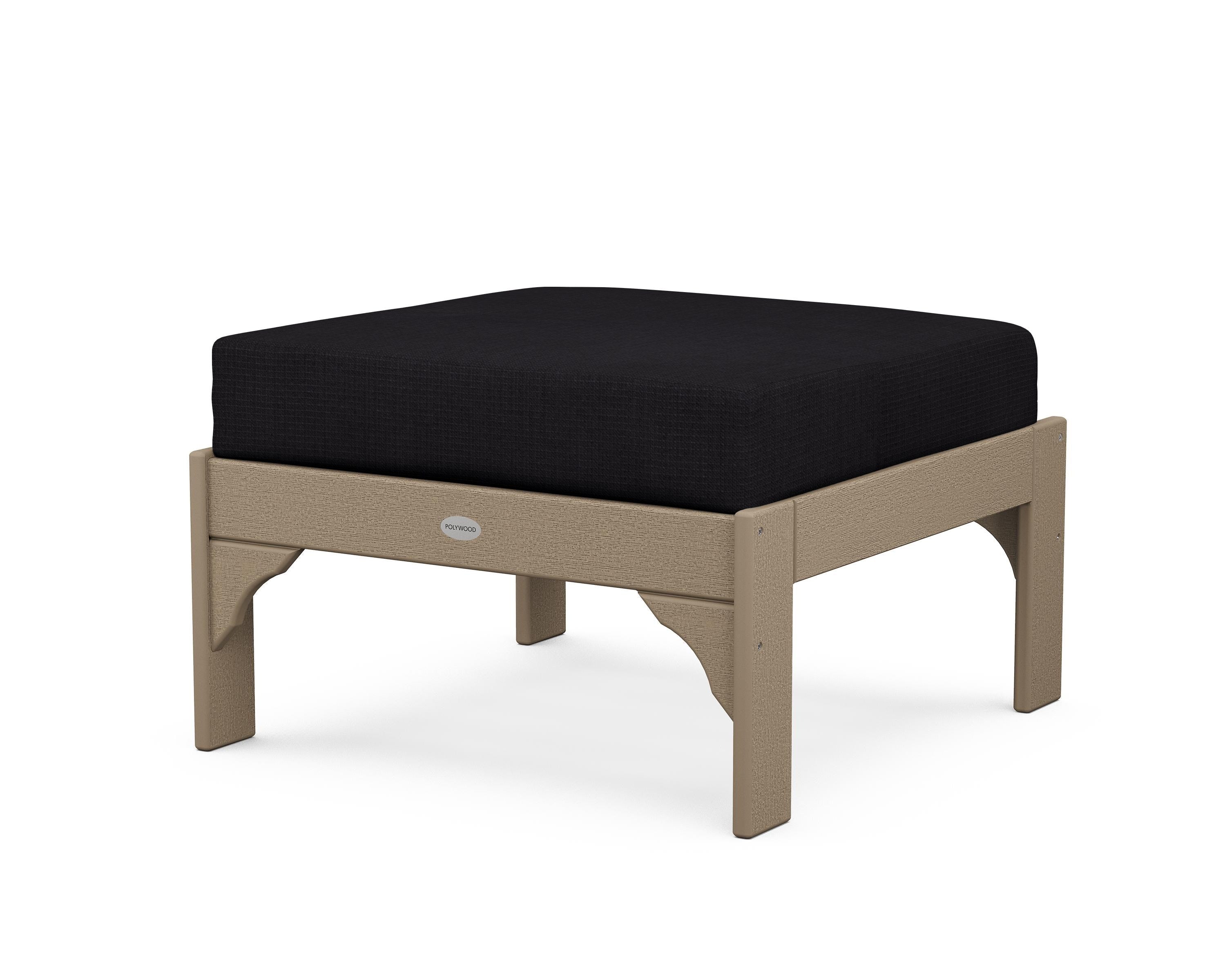 POLYWOOD¬Æ Vineyard Deep Seating Ottoman in Vintage Sahara / Midnight Linen