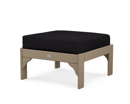 POLYWOOD¬Æ Vineyard Deep Seating Ottoman in Vintage Sahara / Midnight Linen