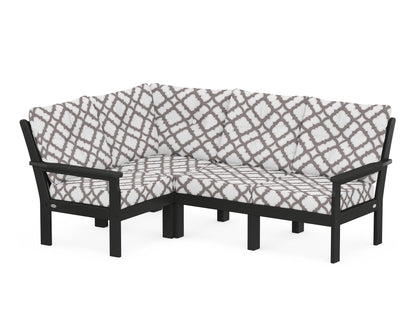 POLYWOOD® Vineyard 4-Piece Sectional in Black / Trellis Grey Mist