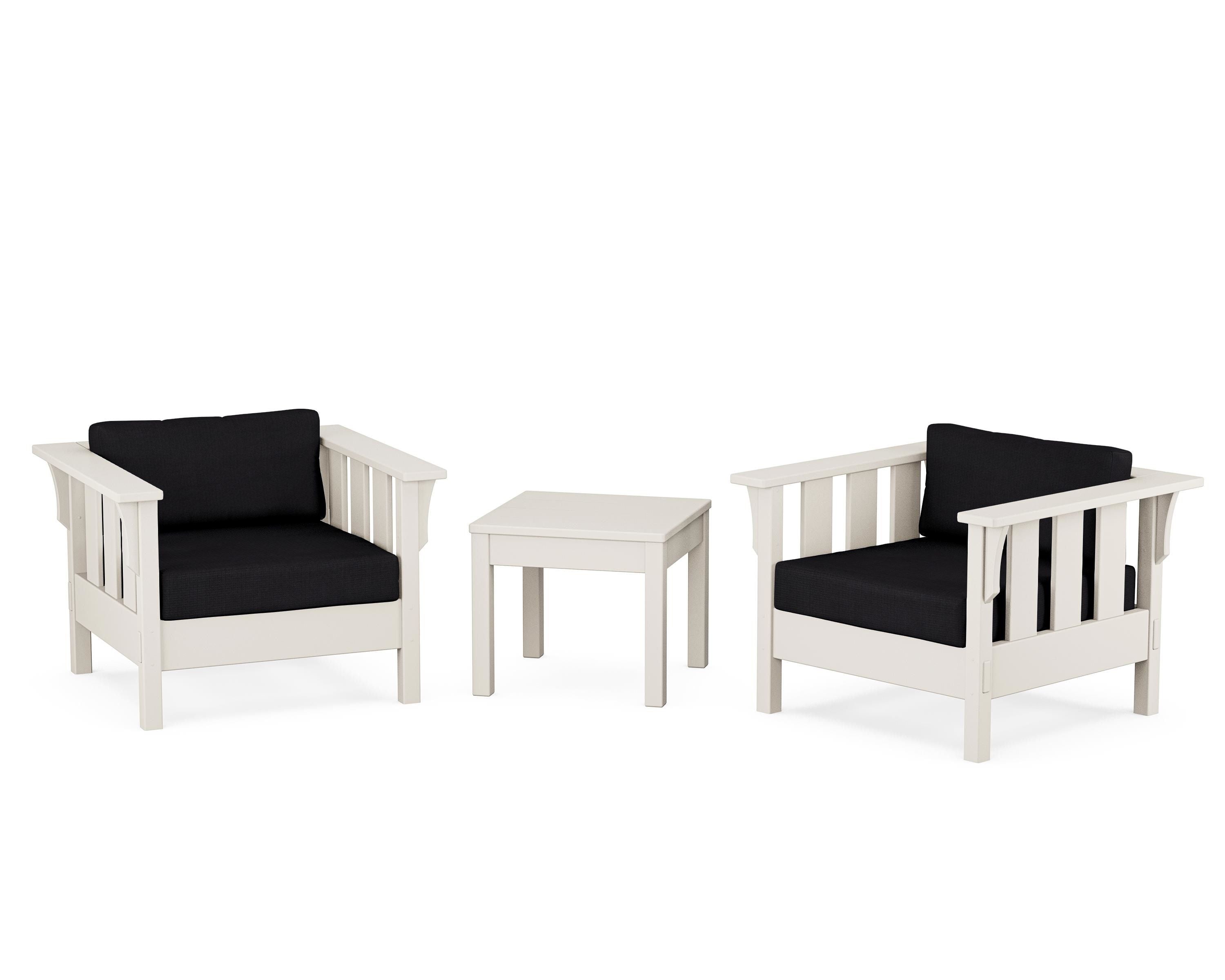 Martha Stewart by POLYWOOD® Acadia 3-Piece Deep Seating Set in Sand / Midnight Linen